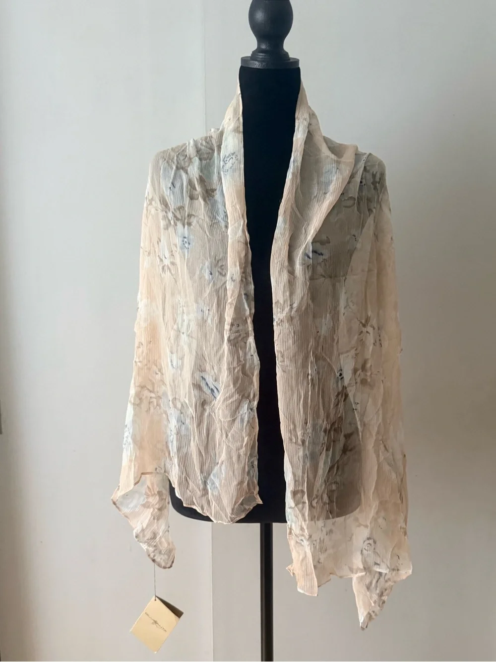Lightweight Cream Floral Scarf Wrap